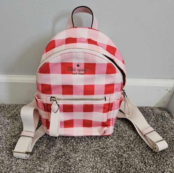 kate spade Handbags - kate spade Pink and Red Gingham Mini Backpack with Pale Pink Straps